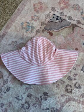 Angel Dear Pink and White Striped Wide-Brim Sun Hat